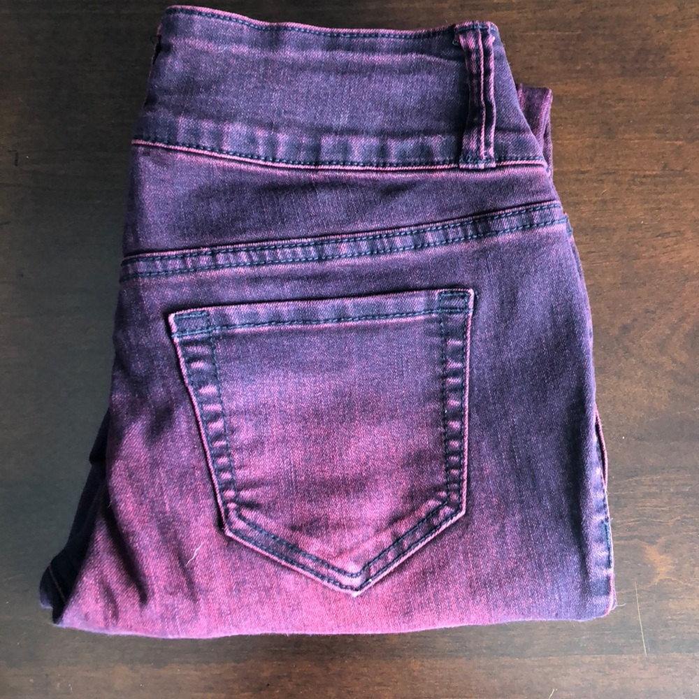 Red fade skinny jeans